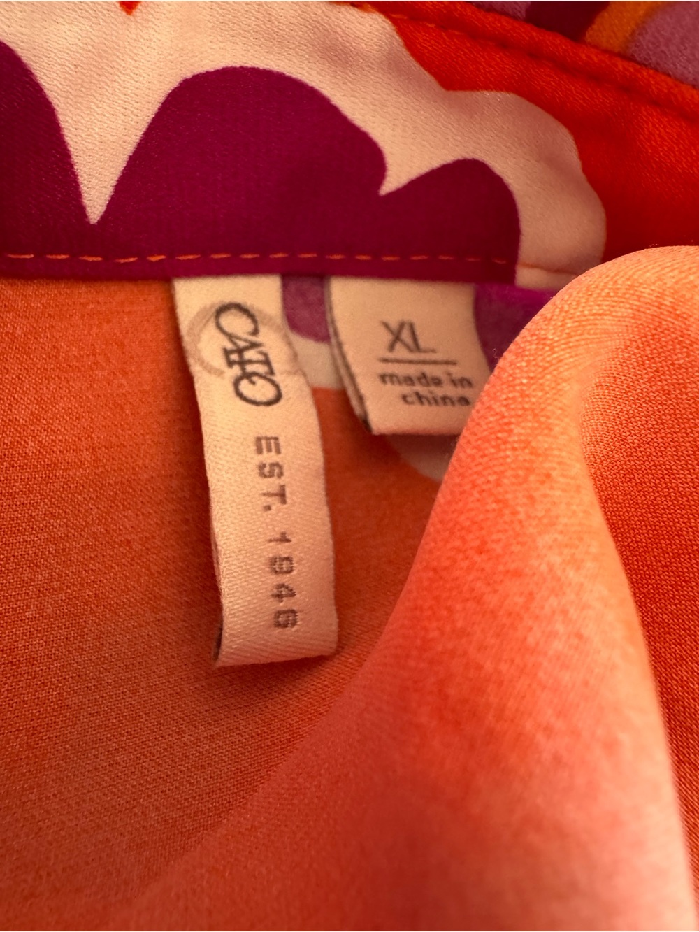 Cato Orange Floral Button-Down Blouse with Purple Accents - Picture 8 of 8
